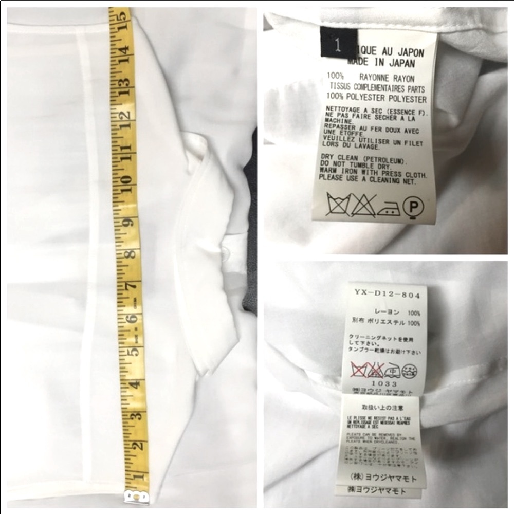 YOHJI YAMAMOTO Y'S White-Black SHIRT DRESS PLEATS - Picture 5 of 10